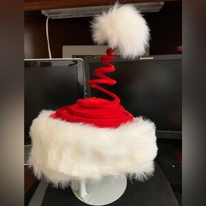 Festive Red and White Spiral Santa Hat